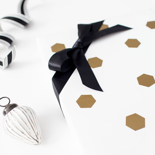 DIY: Personalized Twists on Winter Gifts Hexagon Gold Wrap