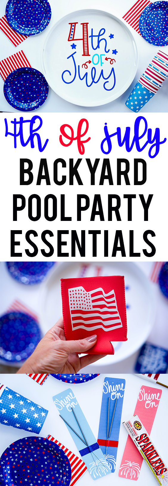 Fourth of July Backyard Pool Party Essentials Patriotic Party Tray With Vinyl