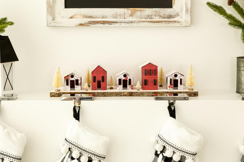 diy farmhouse fireplace holiday scene