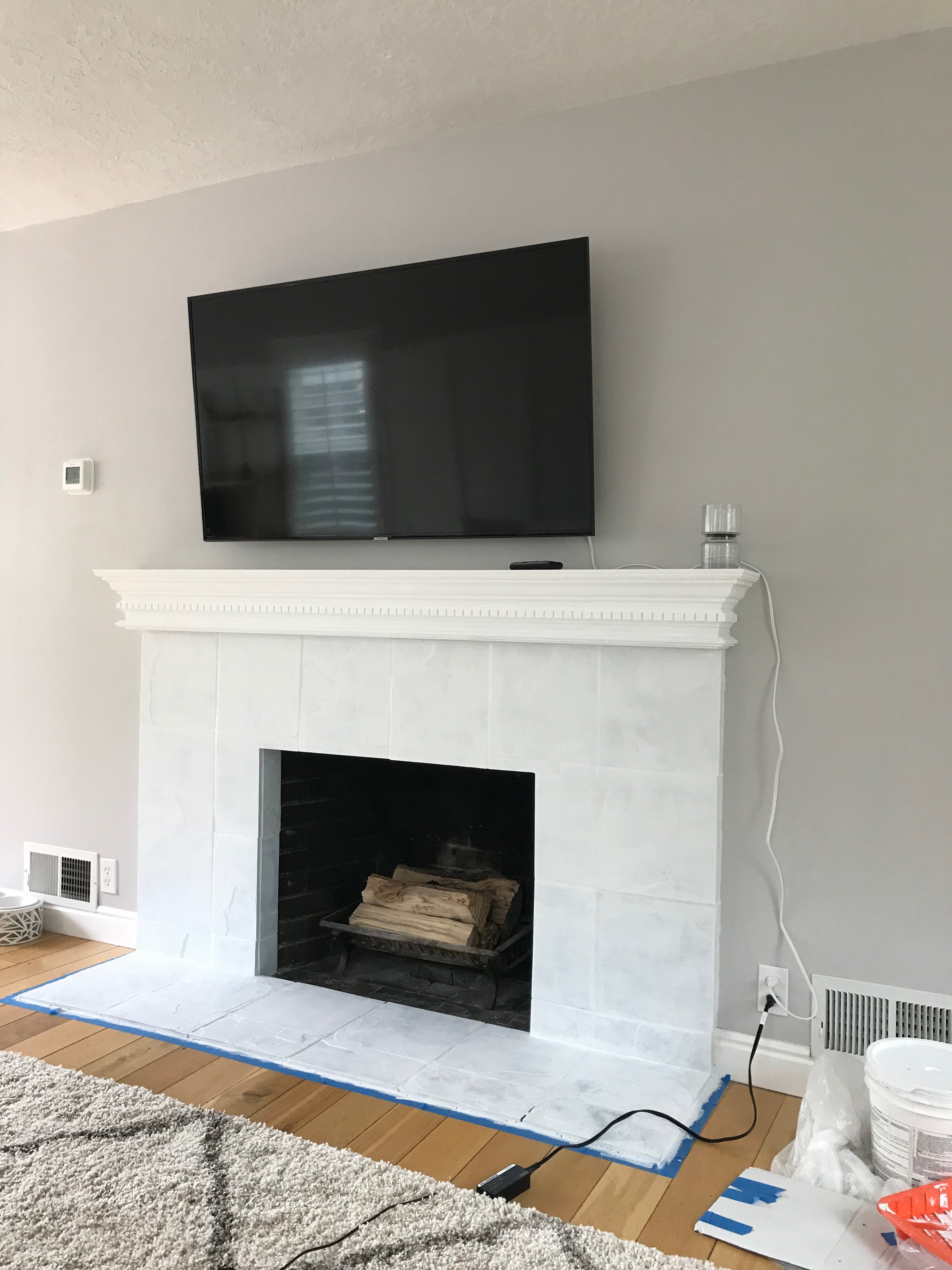 Painting a custom stencil for your fireplace mantel