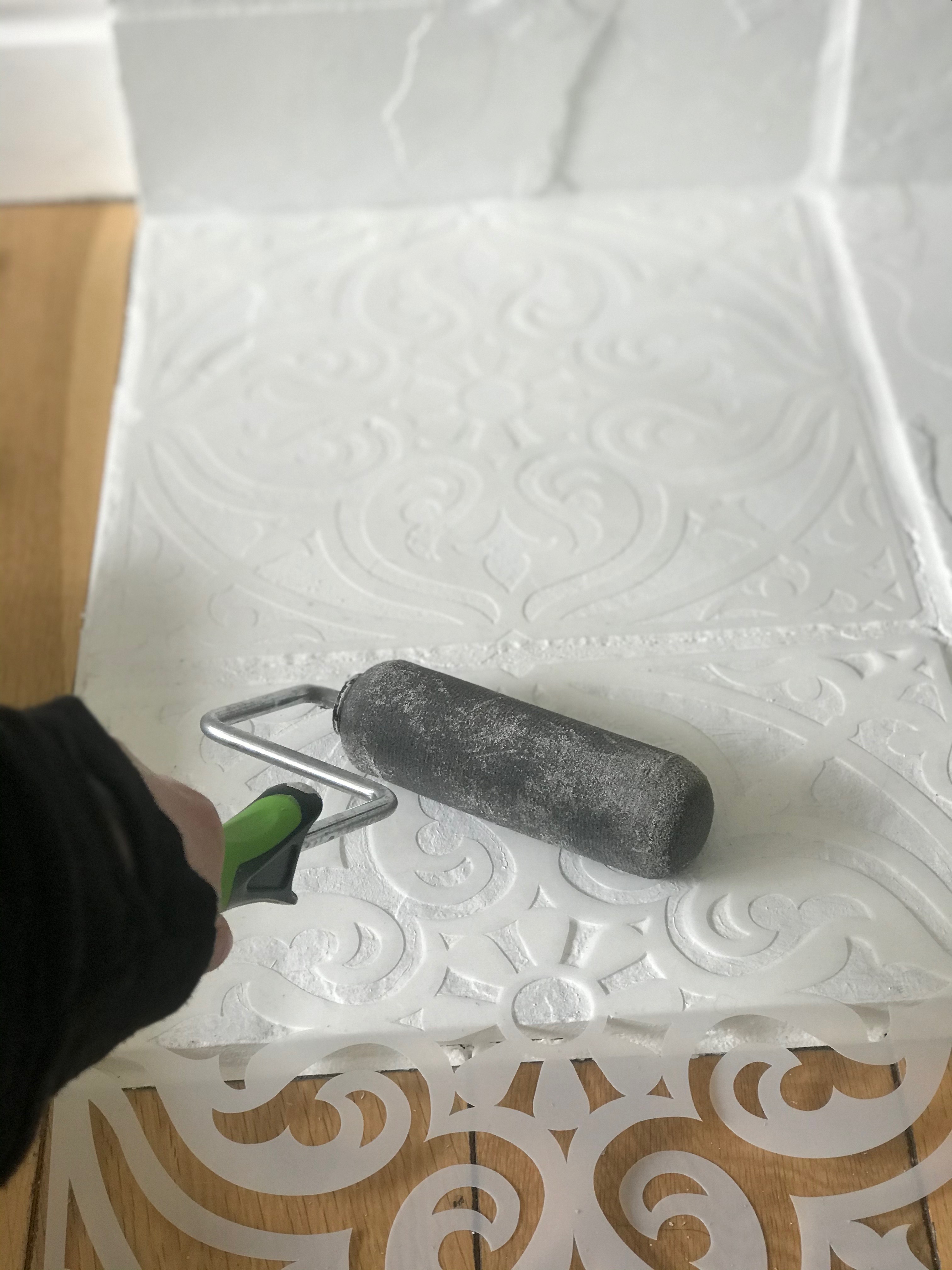 Step 2 to creating a custom DIY stencil for your fireplace mantel