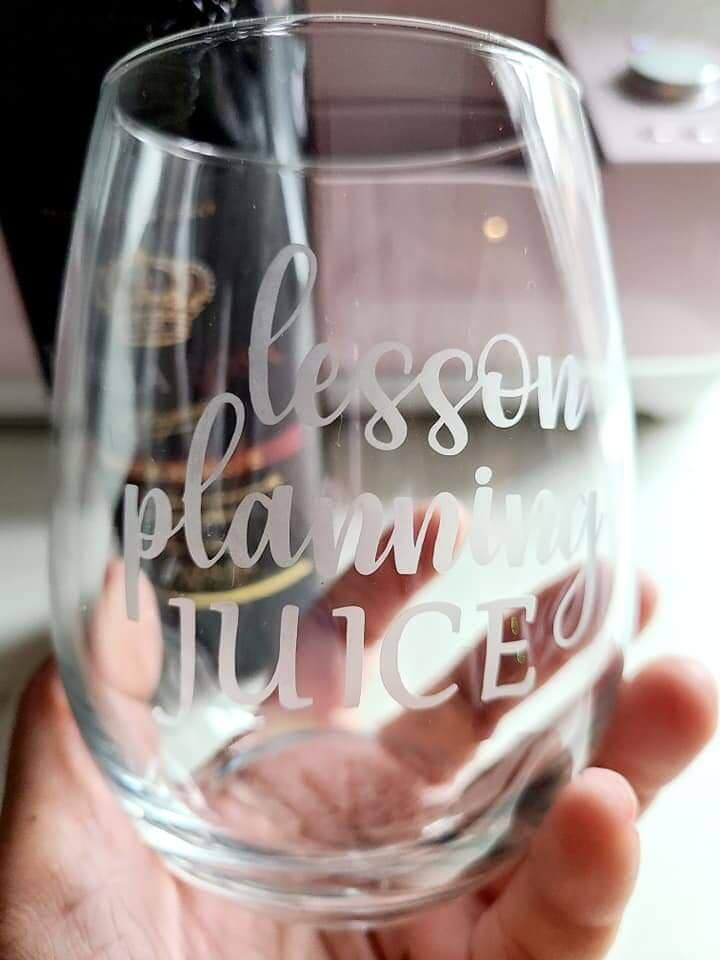 lesson planning juice custom etched glass