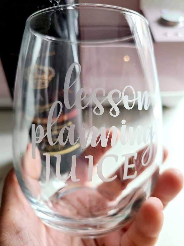 Lesson planning juice custom etched glass