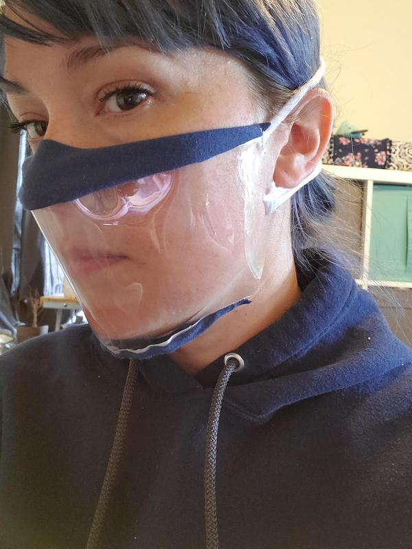 One of many Cricut face mask with window prototypes