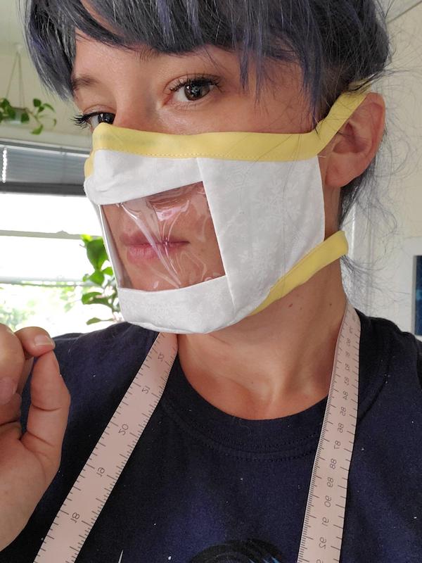 One of many Cricut face mask with window prototypes