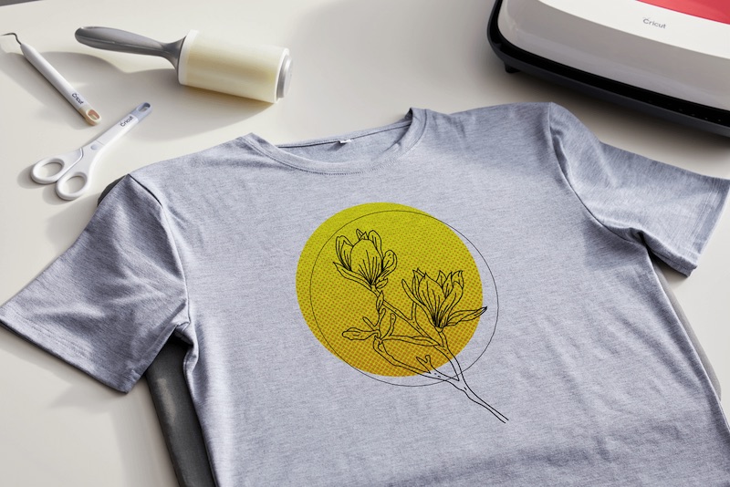 Infusible Ink grey t-shirt with flower