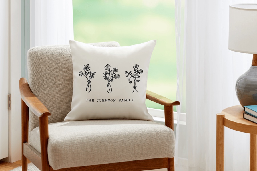 DIY Home decor custom pillow with family name