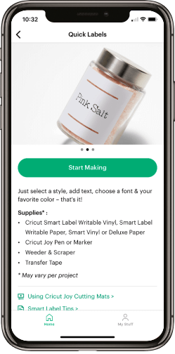 Cricut Joy app Quick Label feature