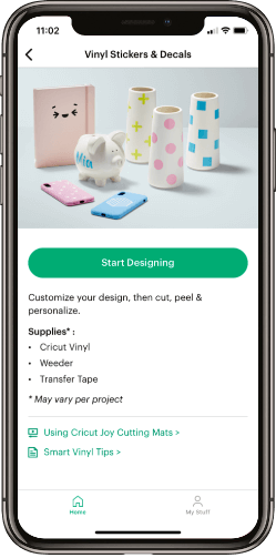 Cricut Joy app vinyl stickers and decals feature
