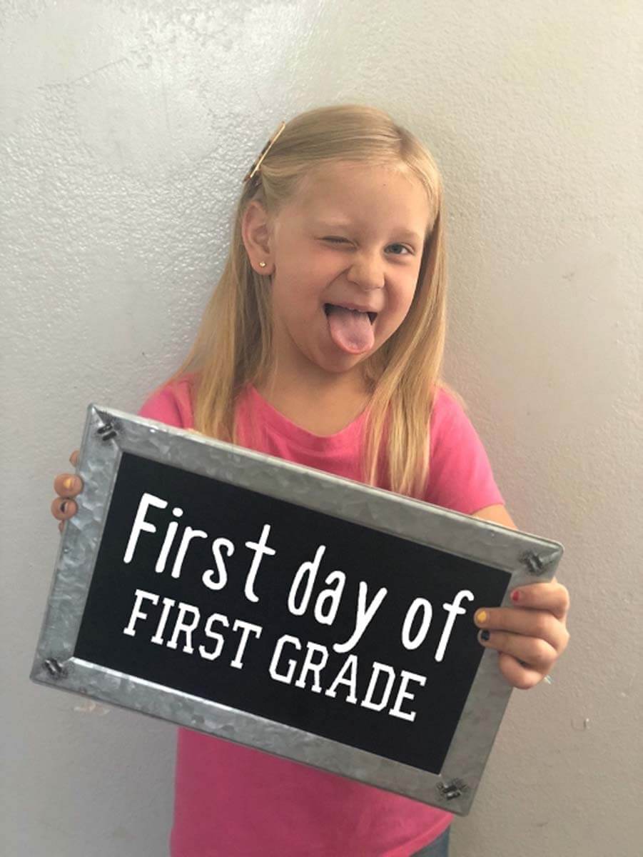 First Day of First Grade sign for back-to-school from Cricut Design Space