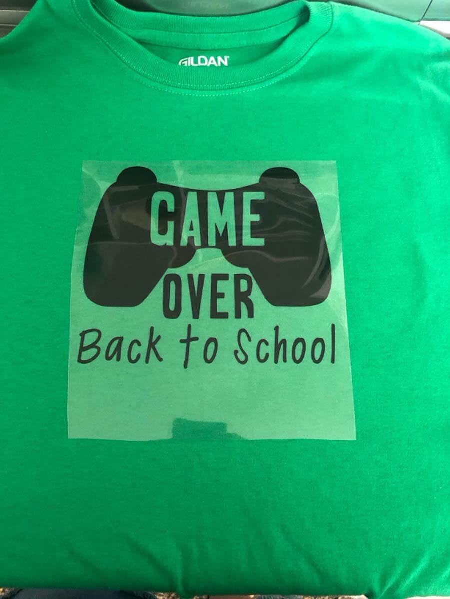 Game Over Back-to-School T-shirt made with a Cricut machine and Everyday Iron-On