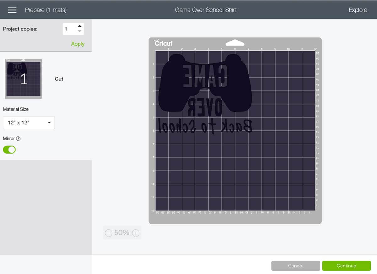 Cricut Design Space Canvas Back-to-School Game Over T-shirt