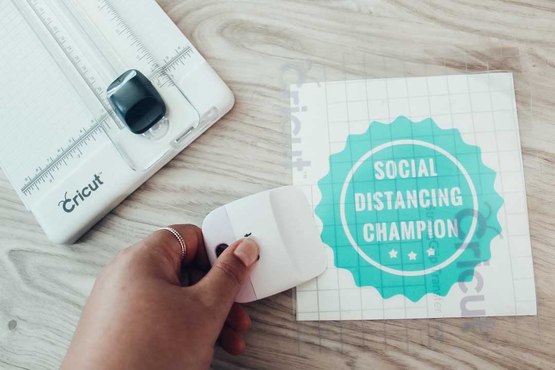 Social Distancing Champion sign with Cricut Joy