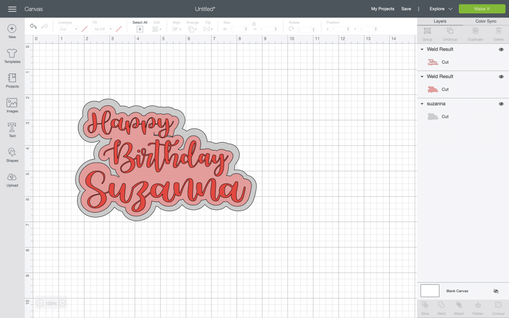 happy birthday suzanna image in Design Space