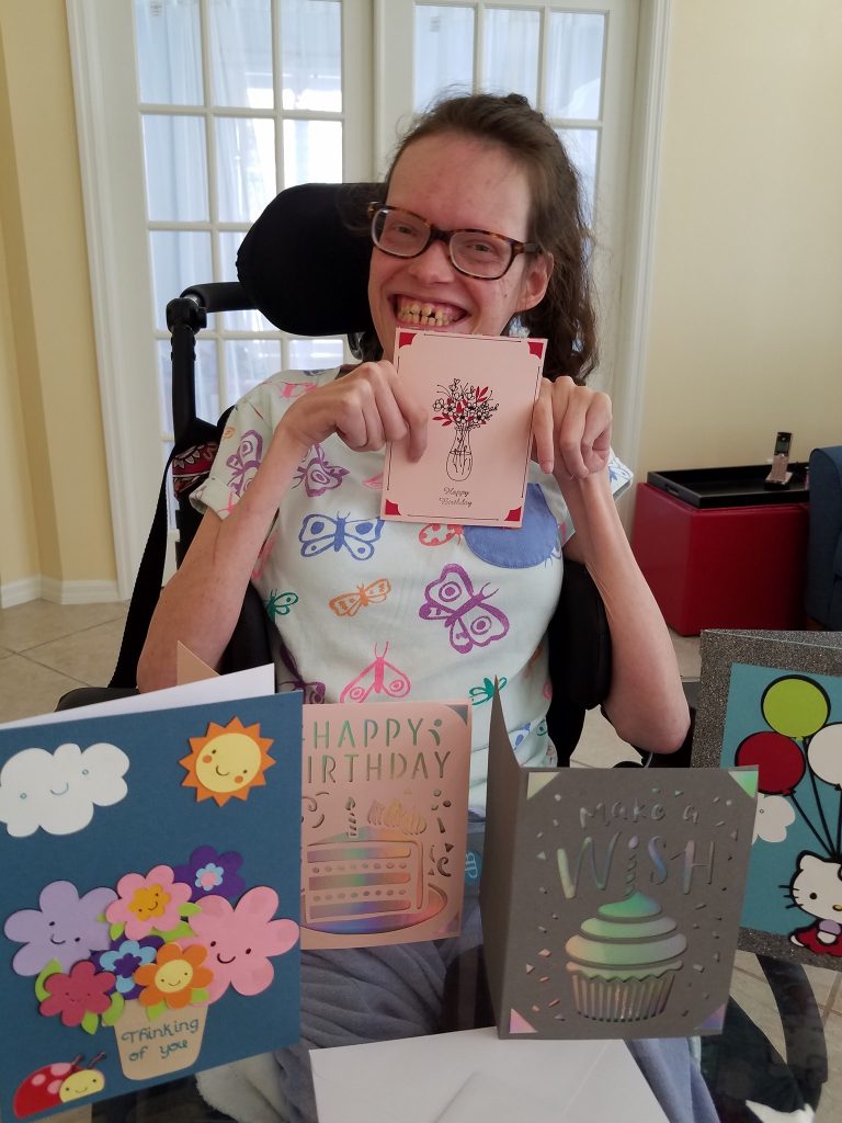 Megan made custom cards with her Cricut machine for a senior living facility