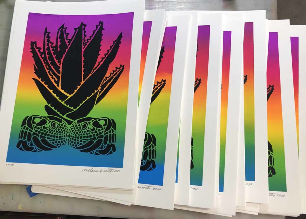Print created by Melanie Cervantes with vinyl stickers made by Cricut Maker