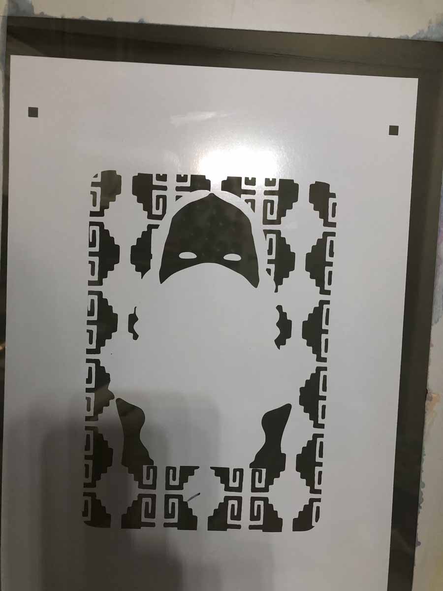 Melanie Cervantes printing with vinyl stickers