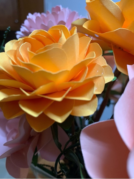 Close up of a paper flower bouquet