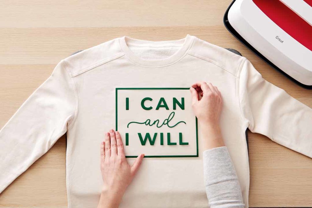 Cricut projects to sell. "I Can I Will" iron-on shirt.