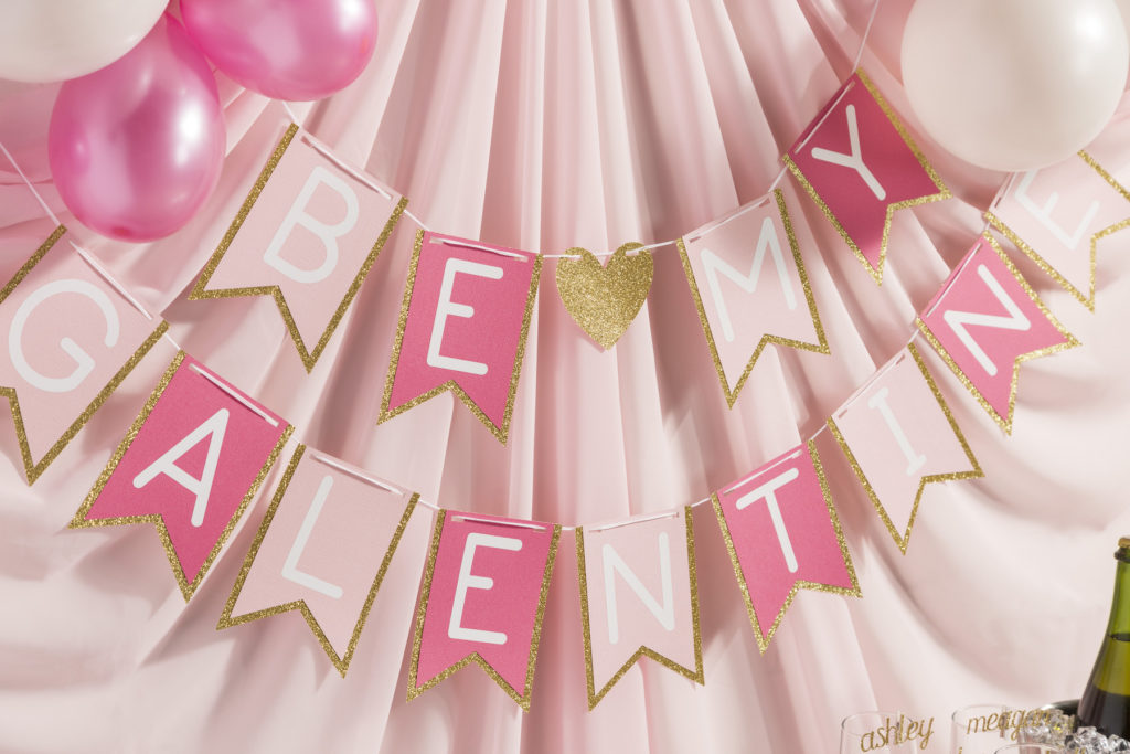 DIY "Be My Galentine" banner.