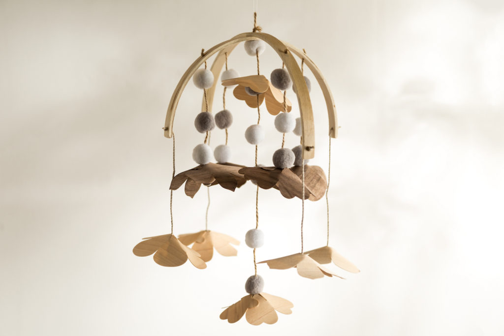 Wooden mobile for baby nursery