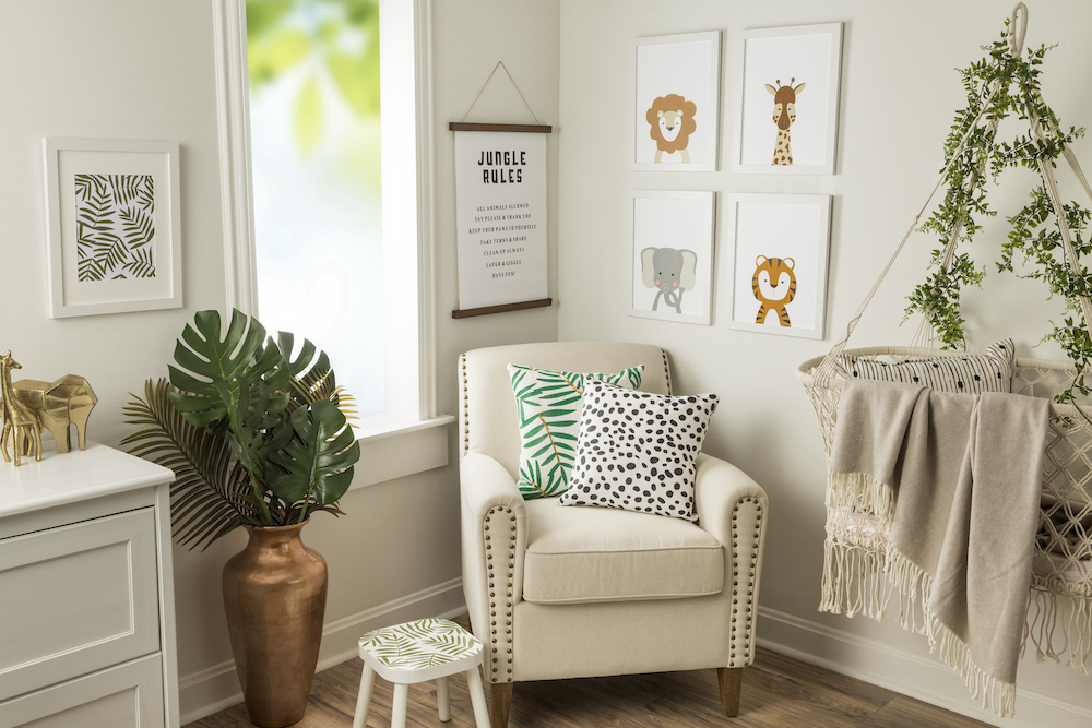 Jungle themed baby nursery