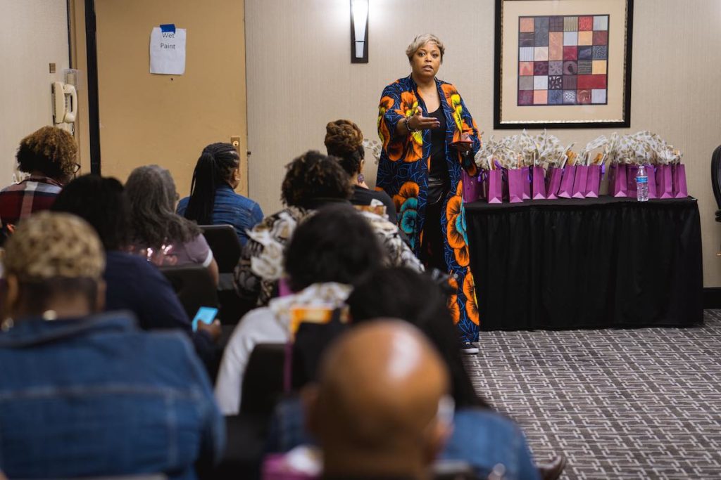 Karen Baxter speaking at Black Girls Craft event