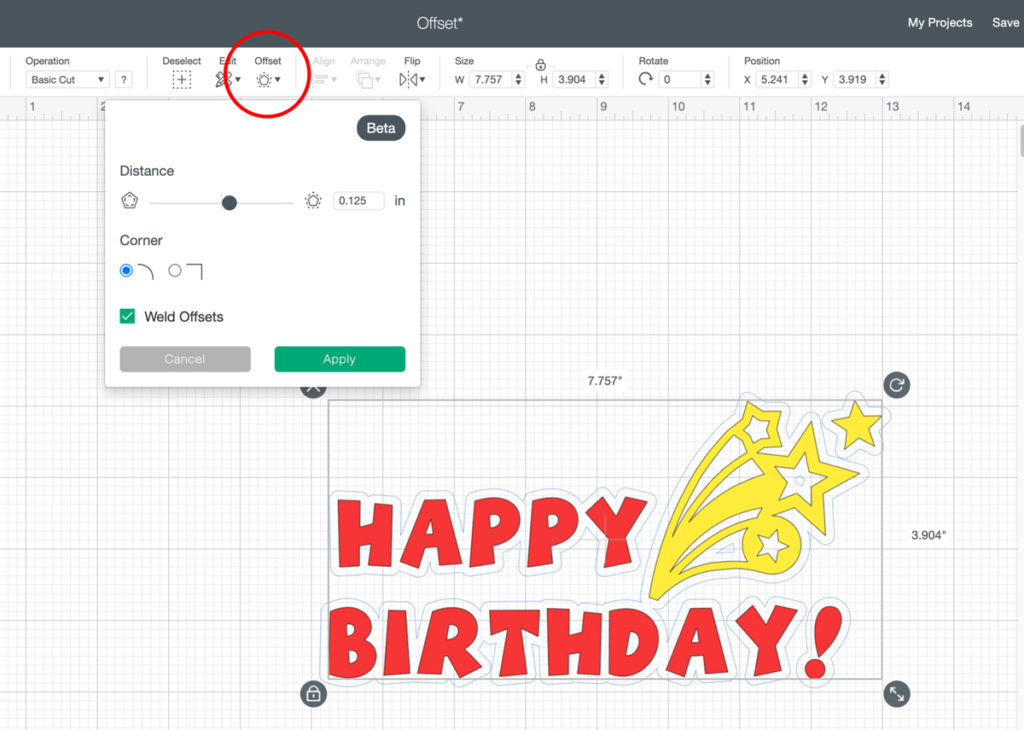 New cricut offset feature in design space