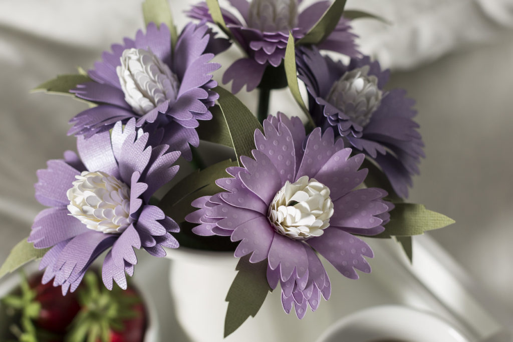 purple paper flowers