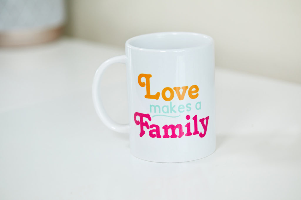 "Love makes a family" mug