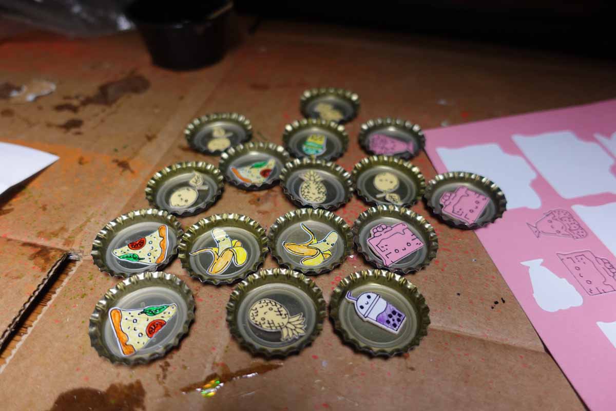 Bottle cap pins with Cricut Smart Paper