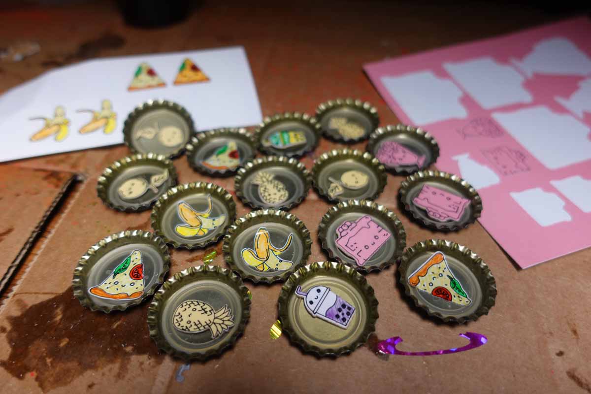 Bottle cap pins with Cricut Smart Paper