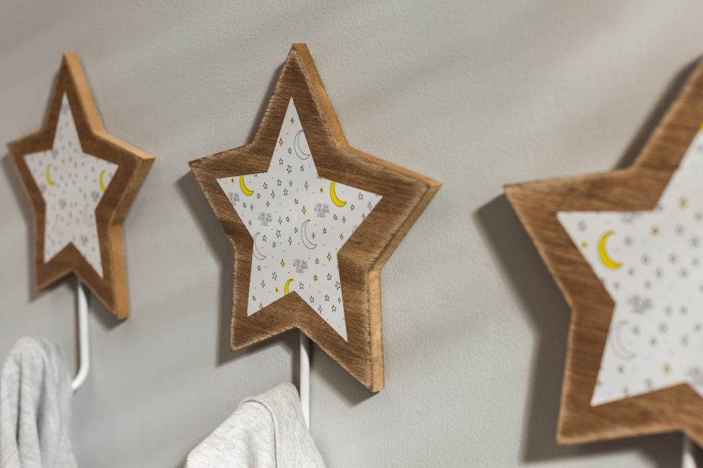 Gift idea for new Mothers. Star-shaped wall hooks.