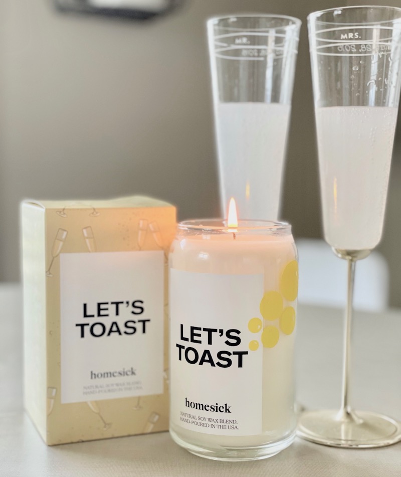 "Let's Toast" homesick candles.