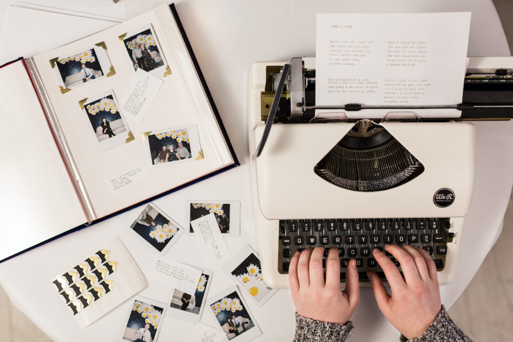 Typewriter and sentimental book