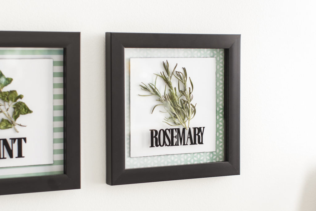 DIY Kitchen Refresh idea. Framed garden herbs.