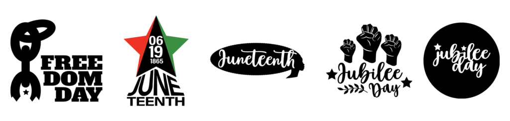 Additional Juneteenth graphics are displayed in a row