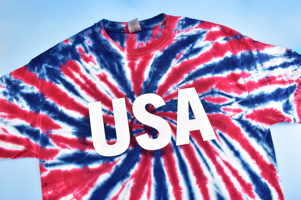 Plus Size Patriotic Tie Dye Tshirt, Red White and Blue Tie Dye