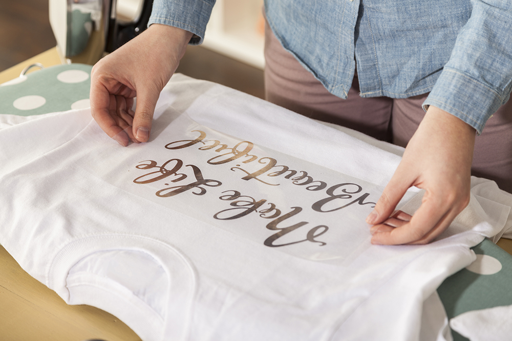 Customized shirt with foil iron-on materials
