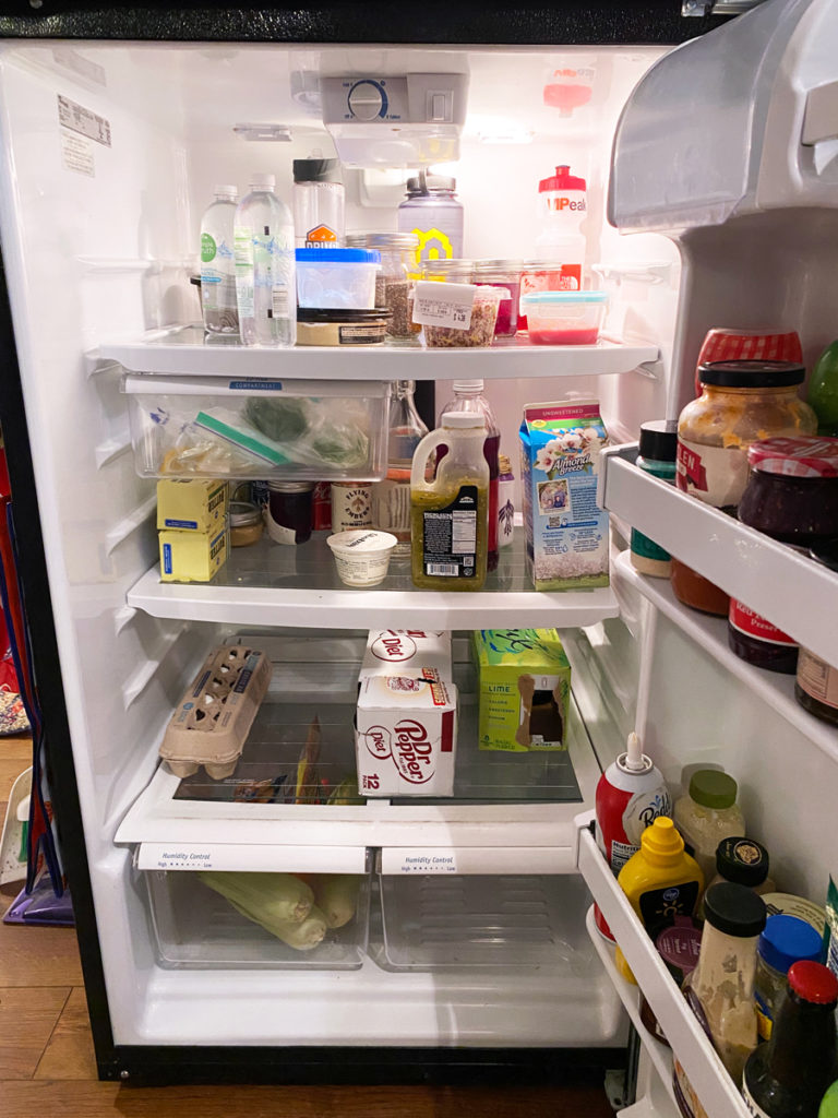 unorganized fridge