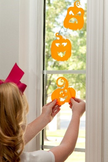 pumpkin window clings for Halloween decorating
