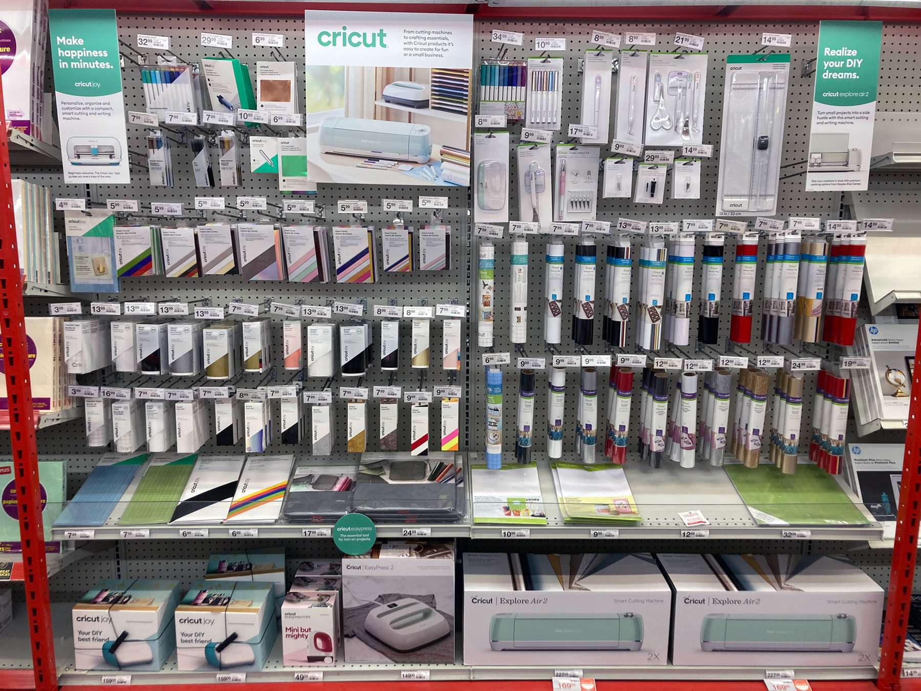 Staples store display of Cricut machines and materials